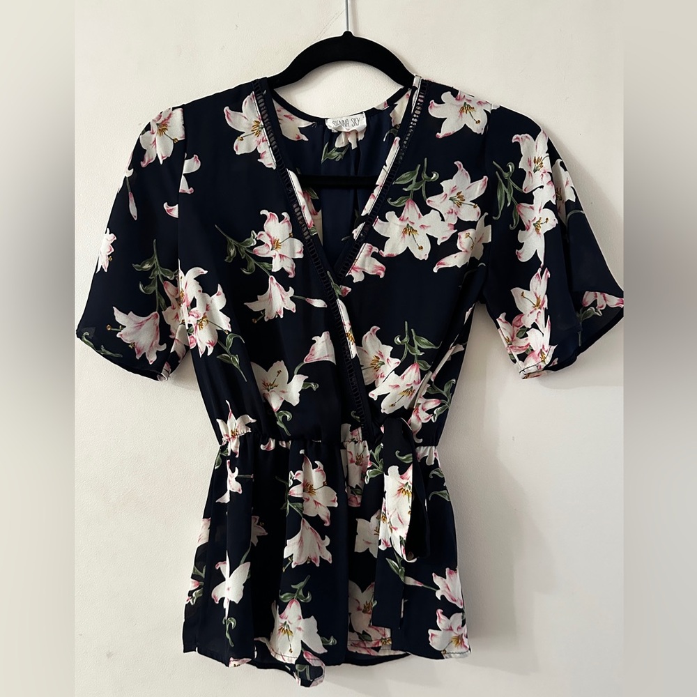 Sienna Sky Women’s Blue Pink Floral Blouse